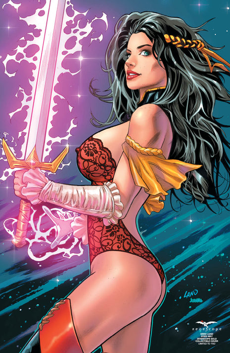 Greg Land - 2026 May Zenescope Gold Collectible Cover w/ Passport Sticker - LE 150 - Zenescope Entertainment Inc