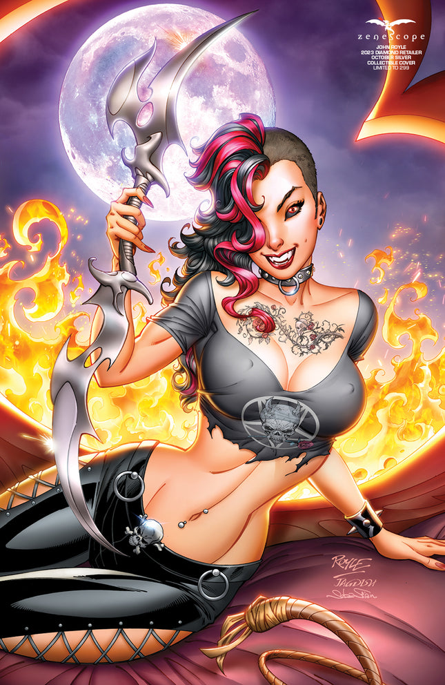 John Royle - 2023 Diamond Retailer October Silver Collectible Cover - Limited to 299 - Zenescope Entertainment Inc