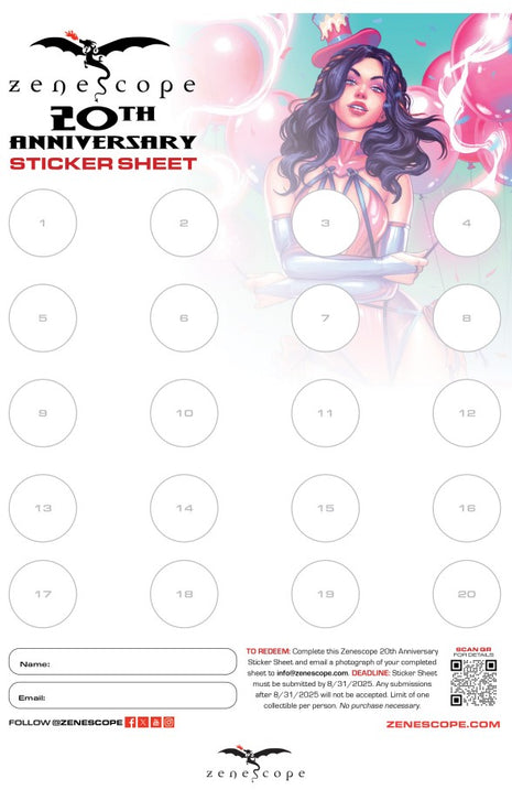 Sonia Matas - 20th Anniversary Birthday Celebration Mini Art Print & Sticker Sheet - Zenescope Entertainment Inc