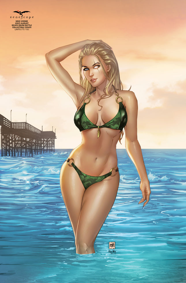 Mike Krome - 2025 August Beach Bikini Battle Collectible Cover - LE 100 - Zenescope Entertainment Inc