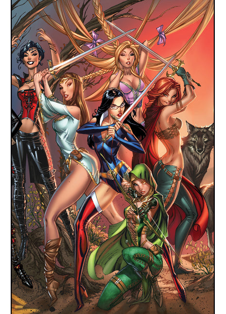 J. Scott Campbell - Grimm Fairy Tales 100 Connecting Legacy Mini Art Print Set 2-4 - Zenescope Entertainment Inc