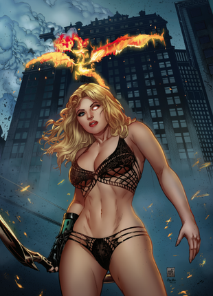 Mike Krome & Ula Mos - Fire Superhero Cosplay Custom Showcase Lingerie - Zenescope Entertainment Inc