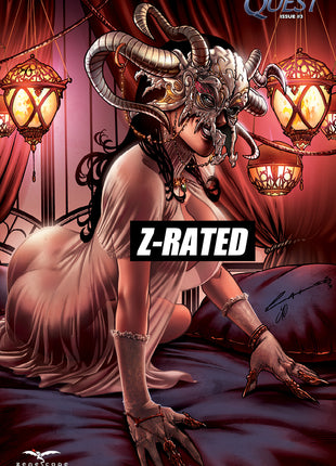 Grimm Fairy Tales: Quest #3 - Cover D Evil Mask Girl On Bed Shawl Naked Naughty Cover Comic Book Artwork