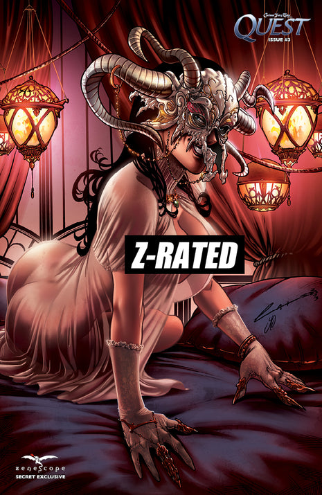 Grimm Fairy Tales: Quest #3 - Cover D Evil Mask Girl On Bed Shawl Naked Naughty Cover Comic Book Artwork
