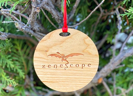Back of Wooden Ornament. Zenescope Logo. 2022. Zenescope.